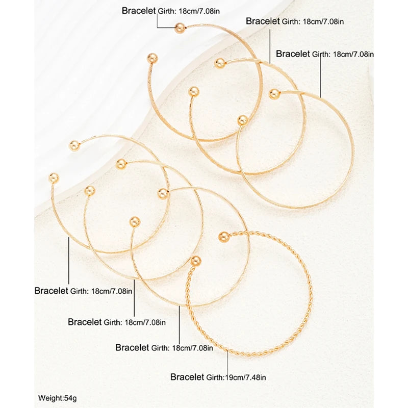 7 Pcs/Set Punk Gold Color Bracelets