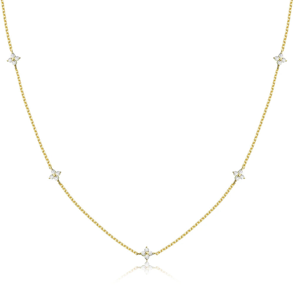 KNOBSPIN Four-Leaf Clover Moissanite Necklaces for Women 2mm D VVS1 GRA Certified Lab Moissanite s925 Sterling Silver Necklace