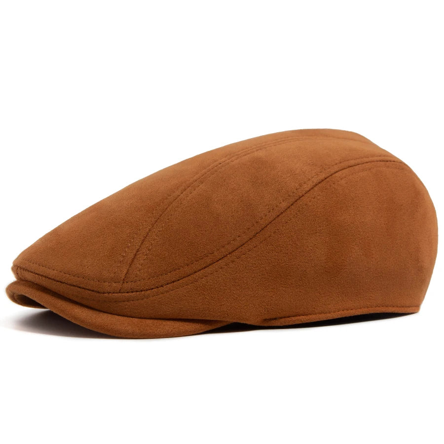 Suede Autumn Winter Beret Fashion Vintage Men Women Newsboy Hat