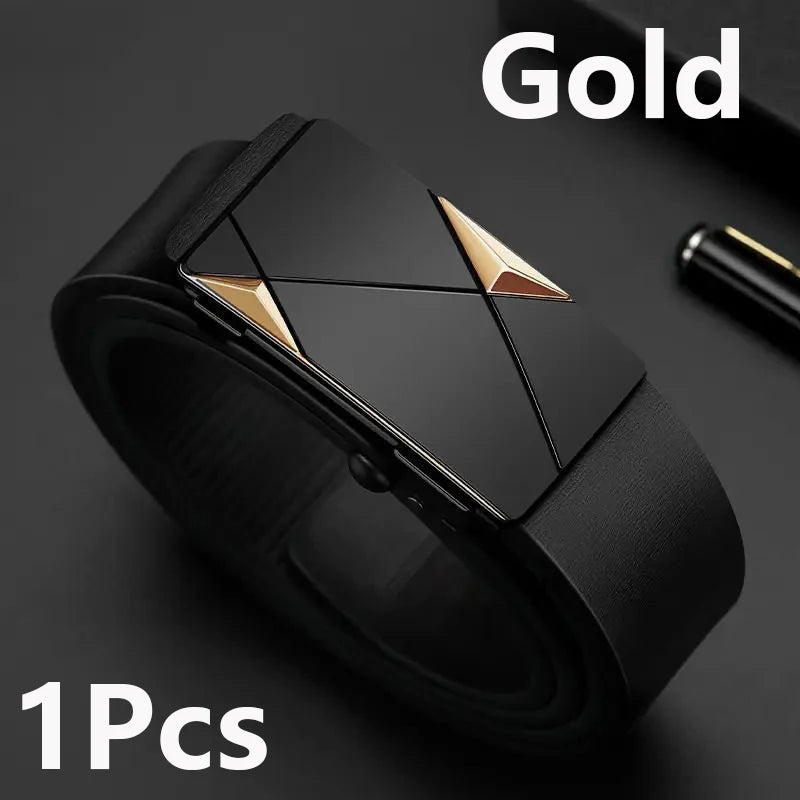 Stylish Men's PU Leather Belt Fashion Belts for Daily Leisure Festival Work Business Pants Automatic Metal Buckle Luxury Belts