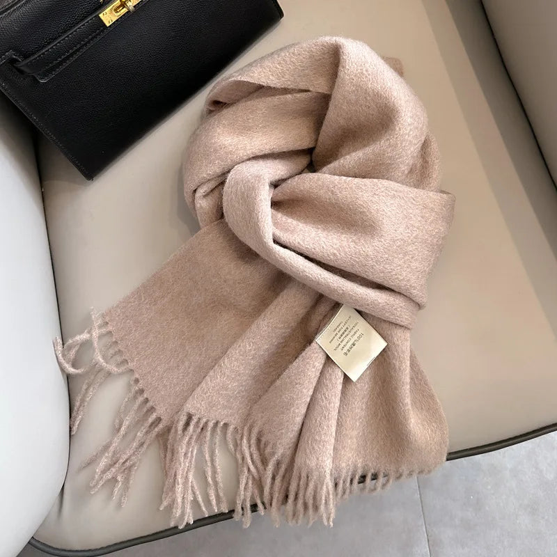 100% Wool Scarf Women Cashmere Shawl Solid Scarves
