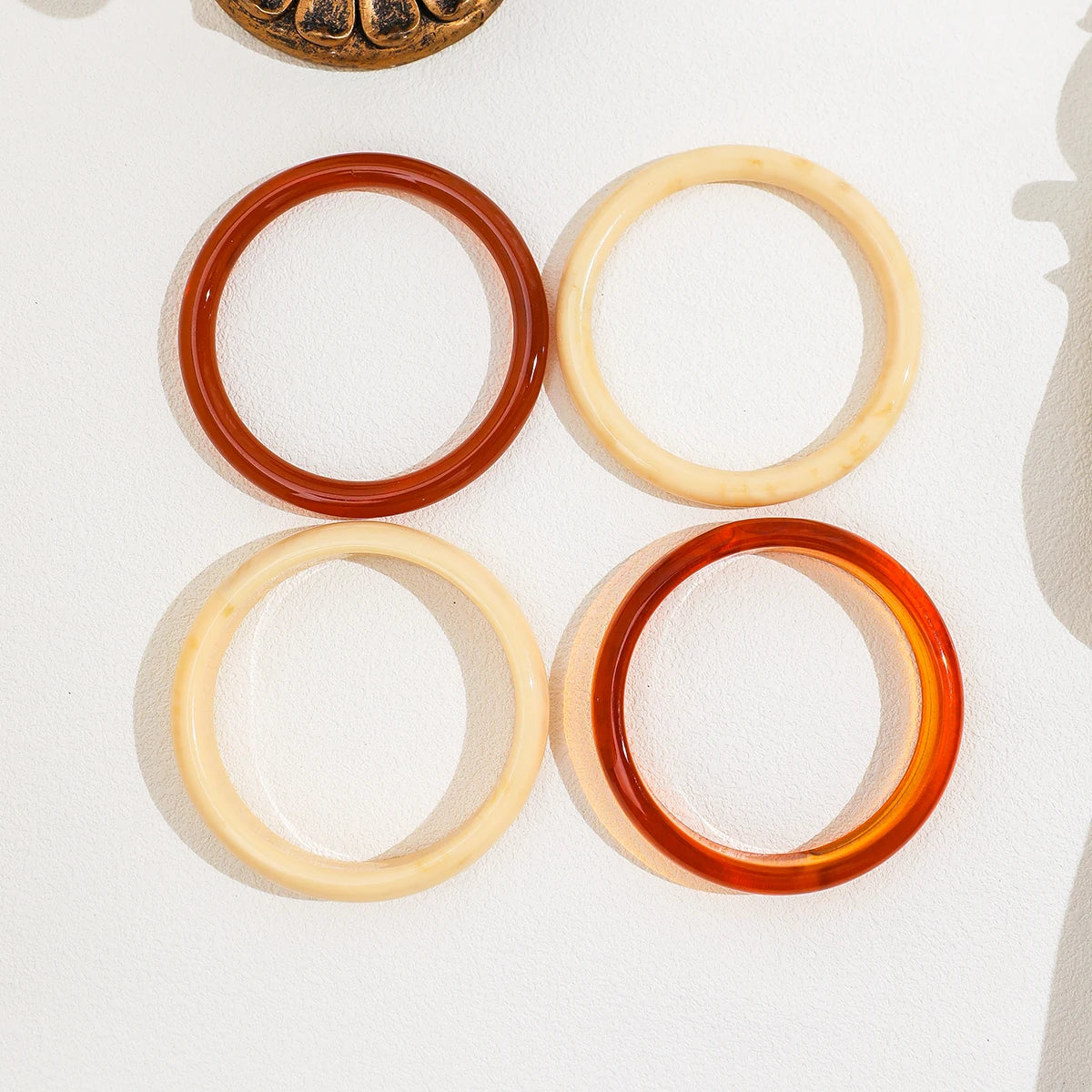 4pcs Elegant Retro Acrylic Bracelet Set, Fashion Simple Design