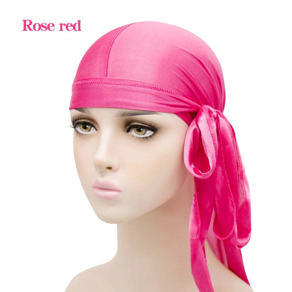 Solid Color Silk Satin Durag Headwear