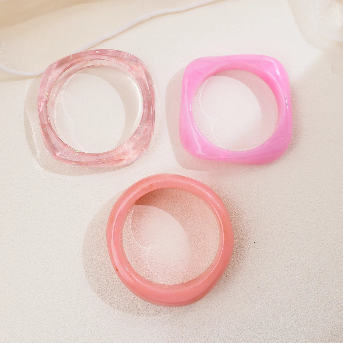 3pcs/Set Pink Acrylic Bracelet Set, Elegant Bangle Combination