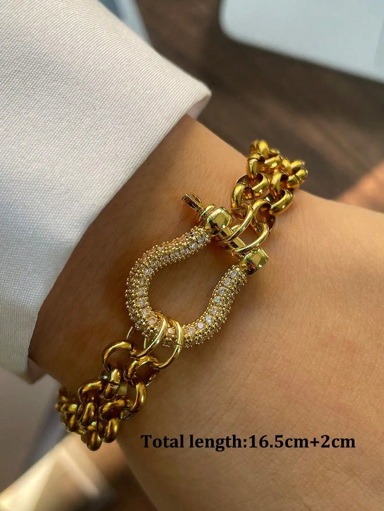 1PC Luxury Gold& Silver Horseshoe Bracelet,Chunky Chain Bracelet,Stainless Steel Chain,Unique Bracelet, for Daily & festival