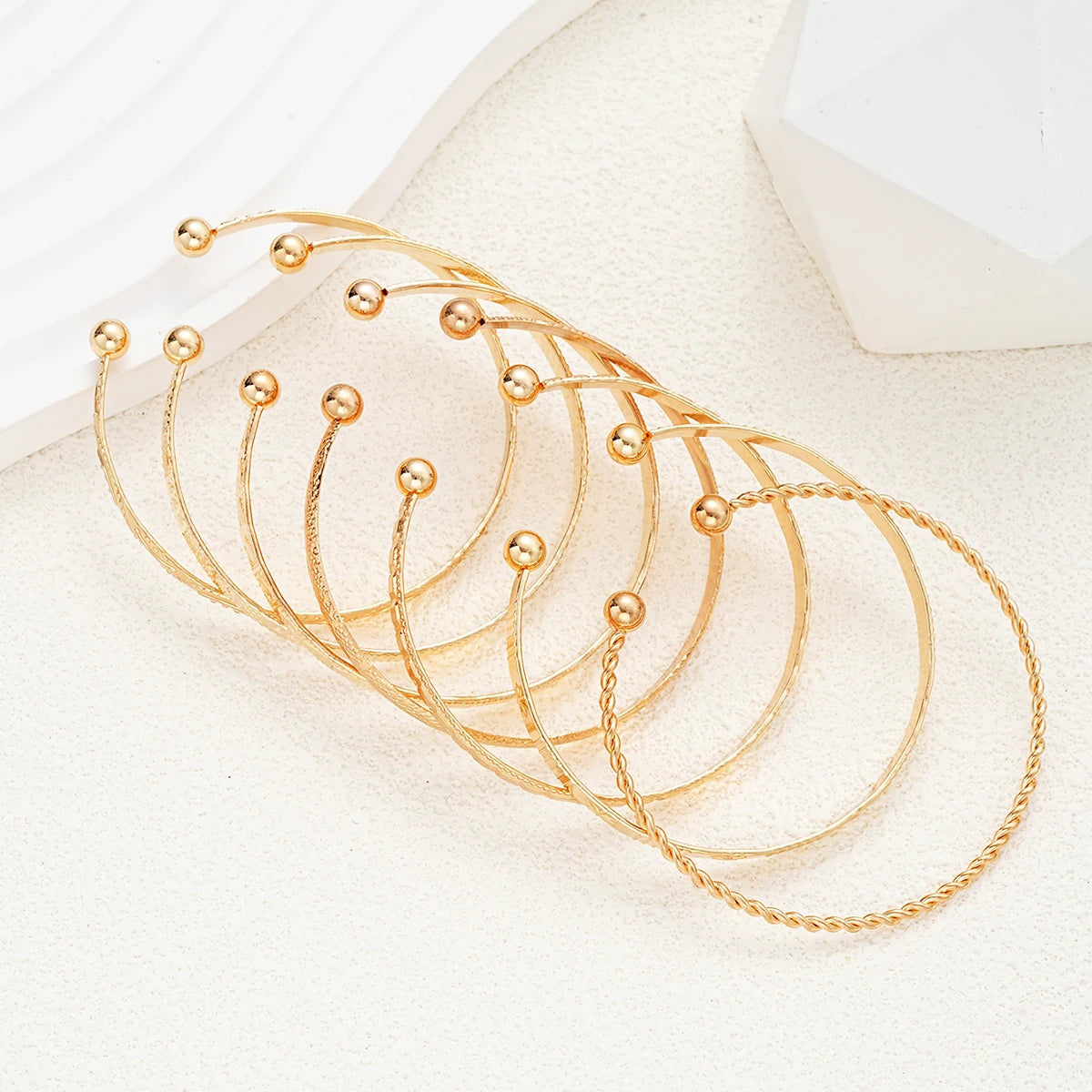 7 Pcs/Set Punk Gold Color Bracelets