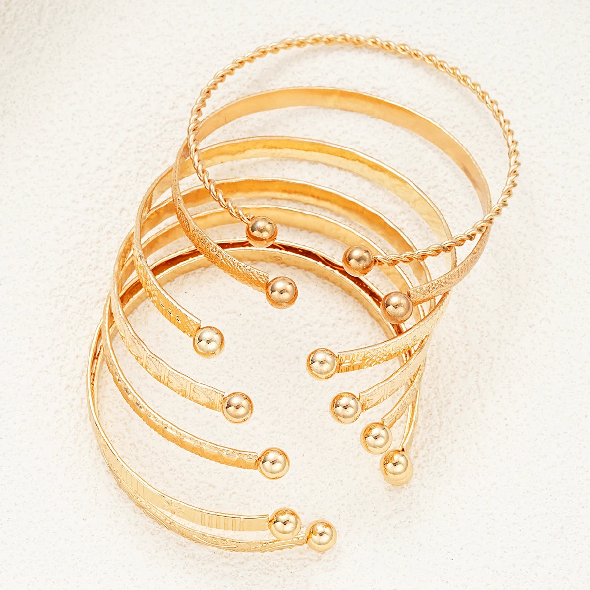 7 Pcs/Set Punk Gold Color Bracelets