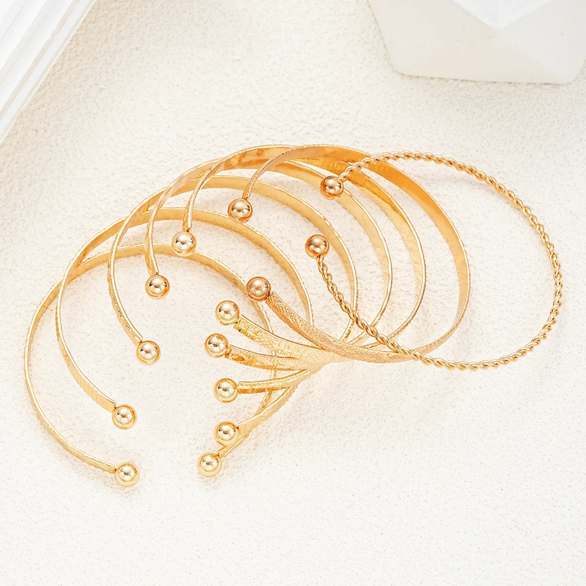 7 Pcs/Set Punk Gold Color Bracelets