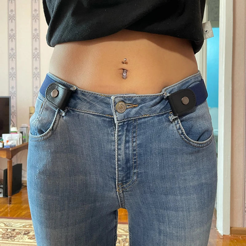 New Belts for Women Buckle-Free Waist Jeans Pants No Buckle Stretch Elastic Waist Belt for Men Ins Wind Invisible Lazy Belt
