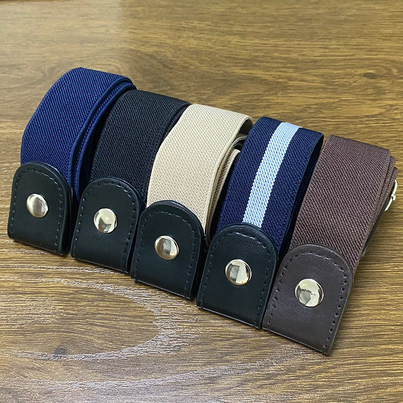 New Belts for Women Buckle-Free Waist Jeans Pants No Buckle Stretch Elastic Waist Belt for Men Ins Wind Invisible Lazy Belt