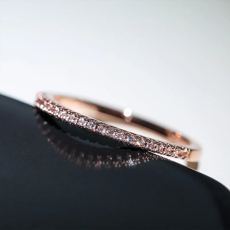 Huitan New 2020 Minimalist Thin Rings for Women Wedding Brilliant Cubic Zircon High Quality Versatile Female Finger Ring Jewelry