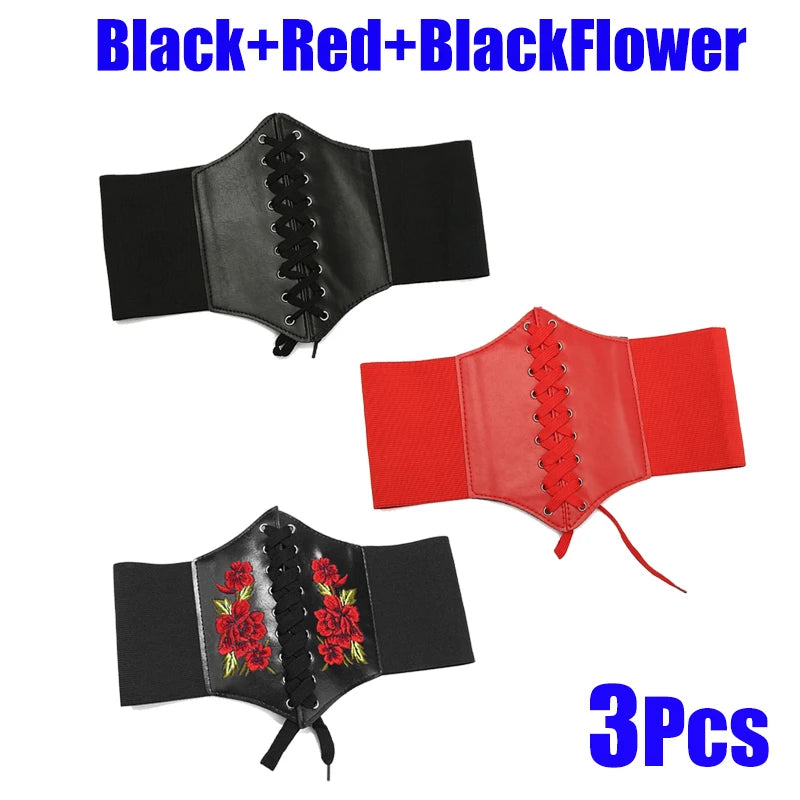 Women's Corset Body Shapewear Sexy Wide Leather Belt Cummerbunds Strap Belts for Women High Waist Slimming Corsets and Bustiers