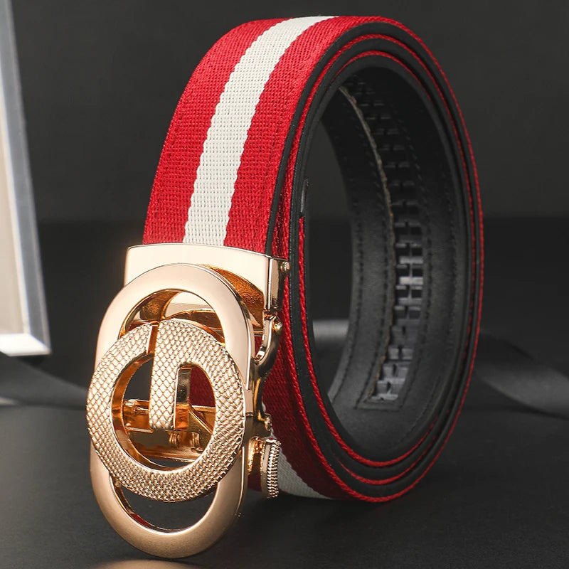 2026 wide 3.4cm Men's Belt Formal Leather Canvas Belt men,High Quality Metal Buckle Male Belt for men jeans work belt