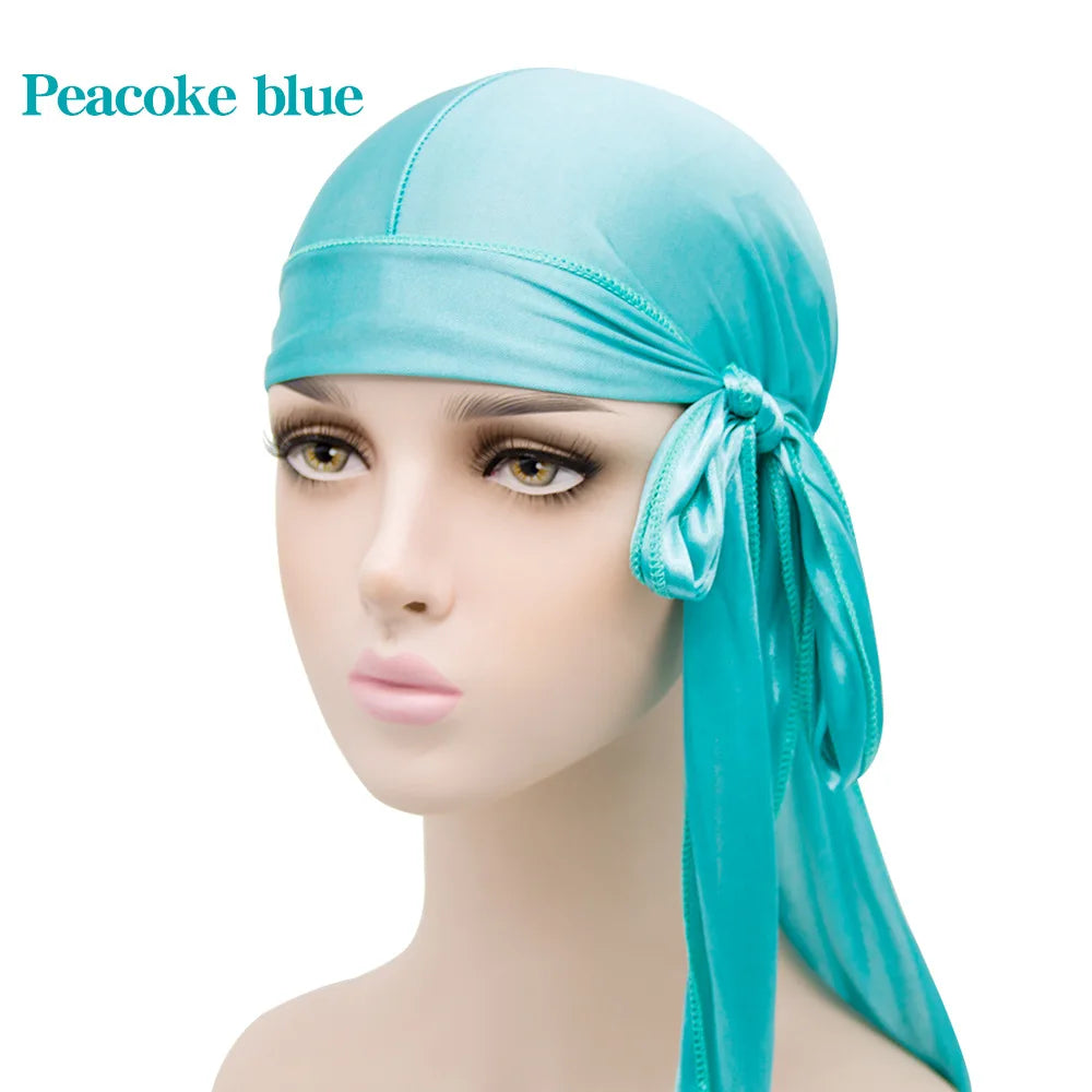 Solid Color Silk Satin Durag Headwear