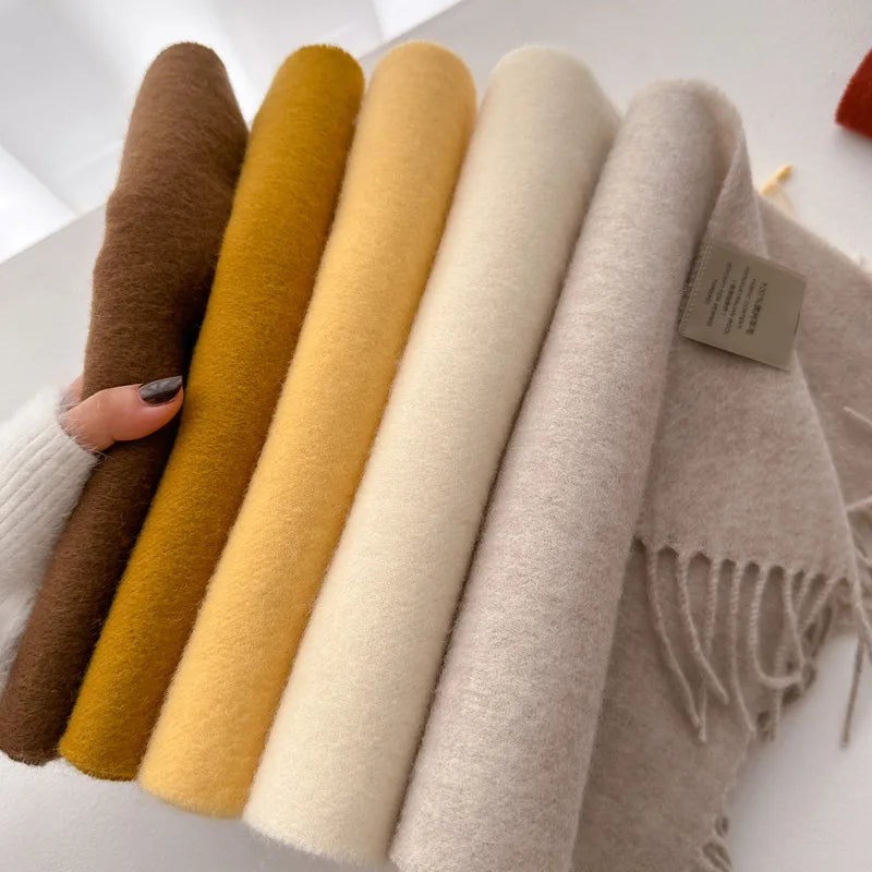 100% Wool Scarf Women Cashmere Shawl Solid Scarves