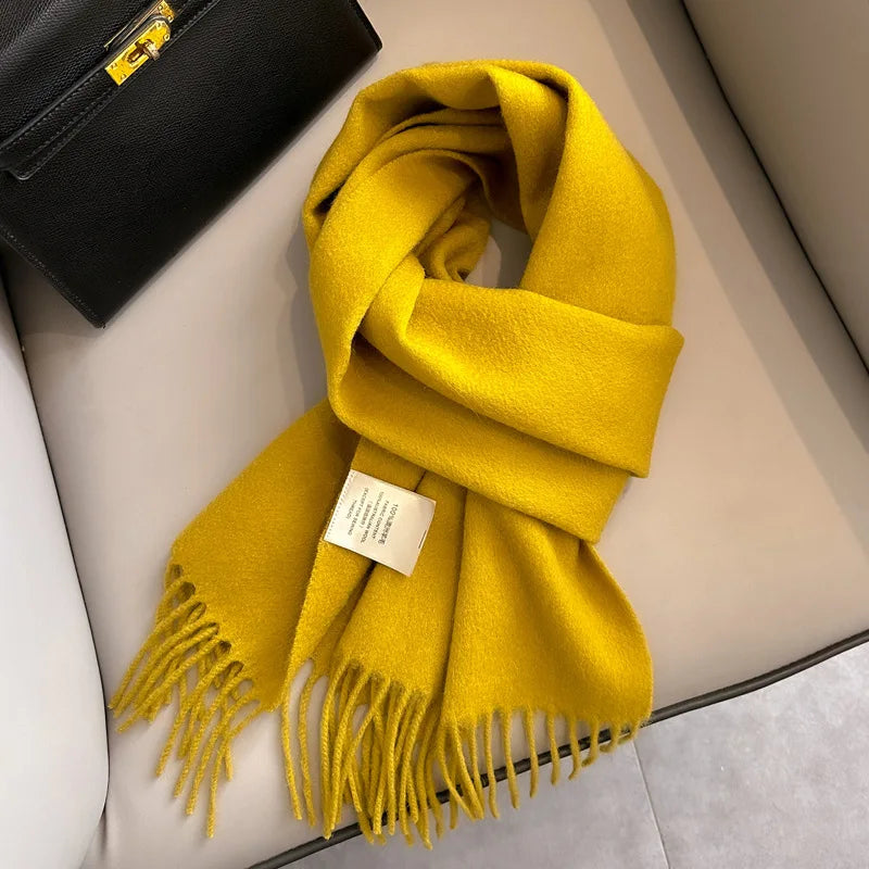 100% Wool Scarf Women Cashmere Shawl Solid Scarves