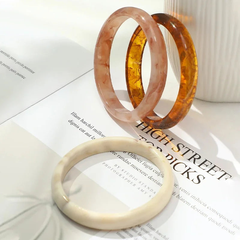 3pcs New Vintage Resin Acrylic Bangle Set