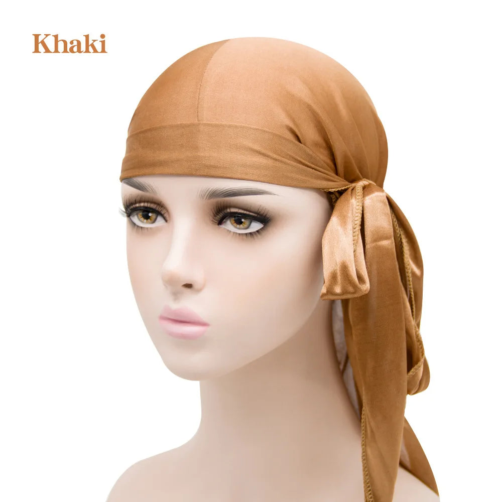 Solid Color Silk Satin Durag Headwear