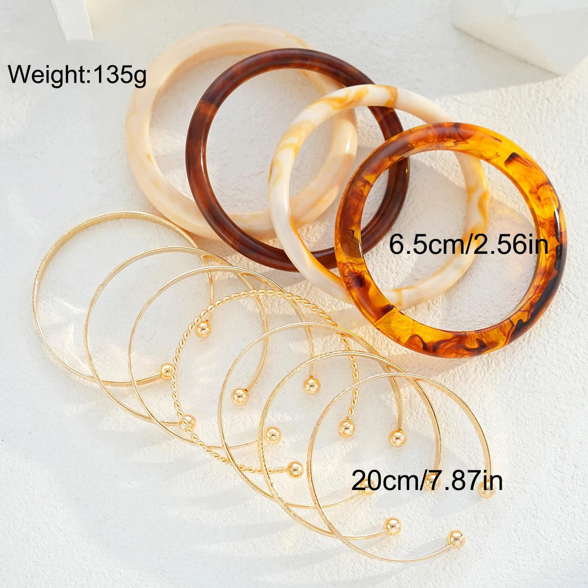 11 Pcs Fashion Elegant Textured Cuff Bangle Bracelet Set Boho Jewelry