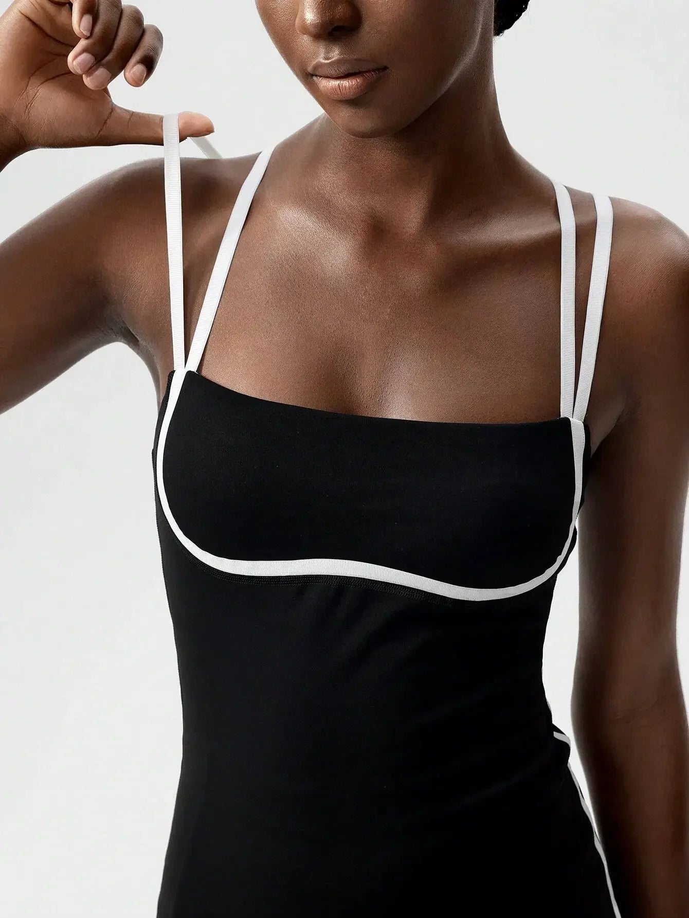 Black Striped Backless Active Dress For Women Tennis Yoga