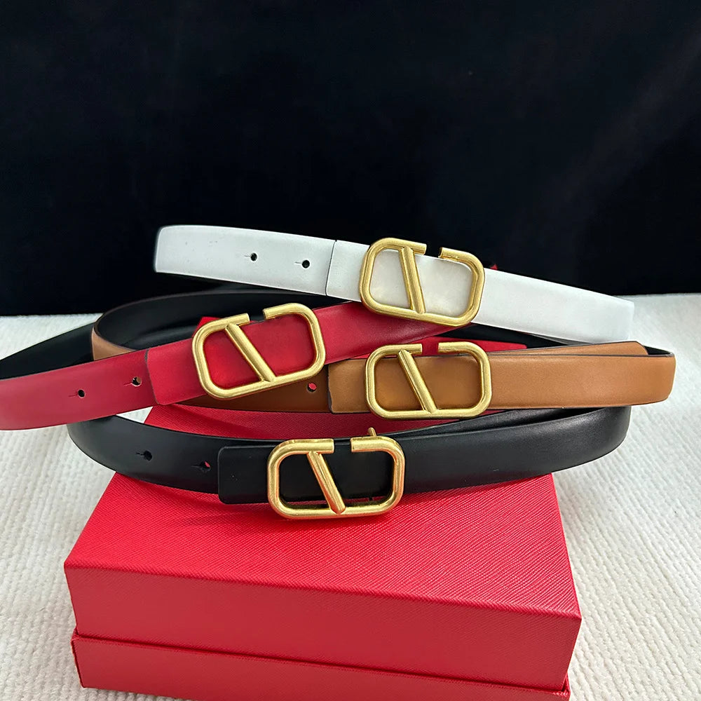 Women's ‌real Leather Belt, High-end Italian Brand Women's Belt, Personalized Business Belt, Versatile Fashion Accessory for Jeans. Suitable for Pairing with Dresses, Trendy Luxury Brand Girl Style Belt, Can Be Used on Both