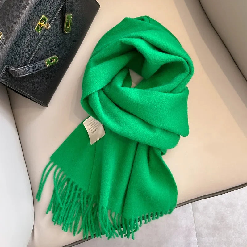 100% Wool Scarf Women Cashmere Shawl Solid Scarves