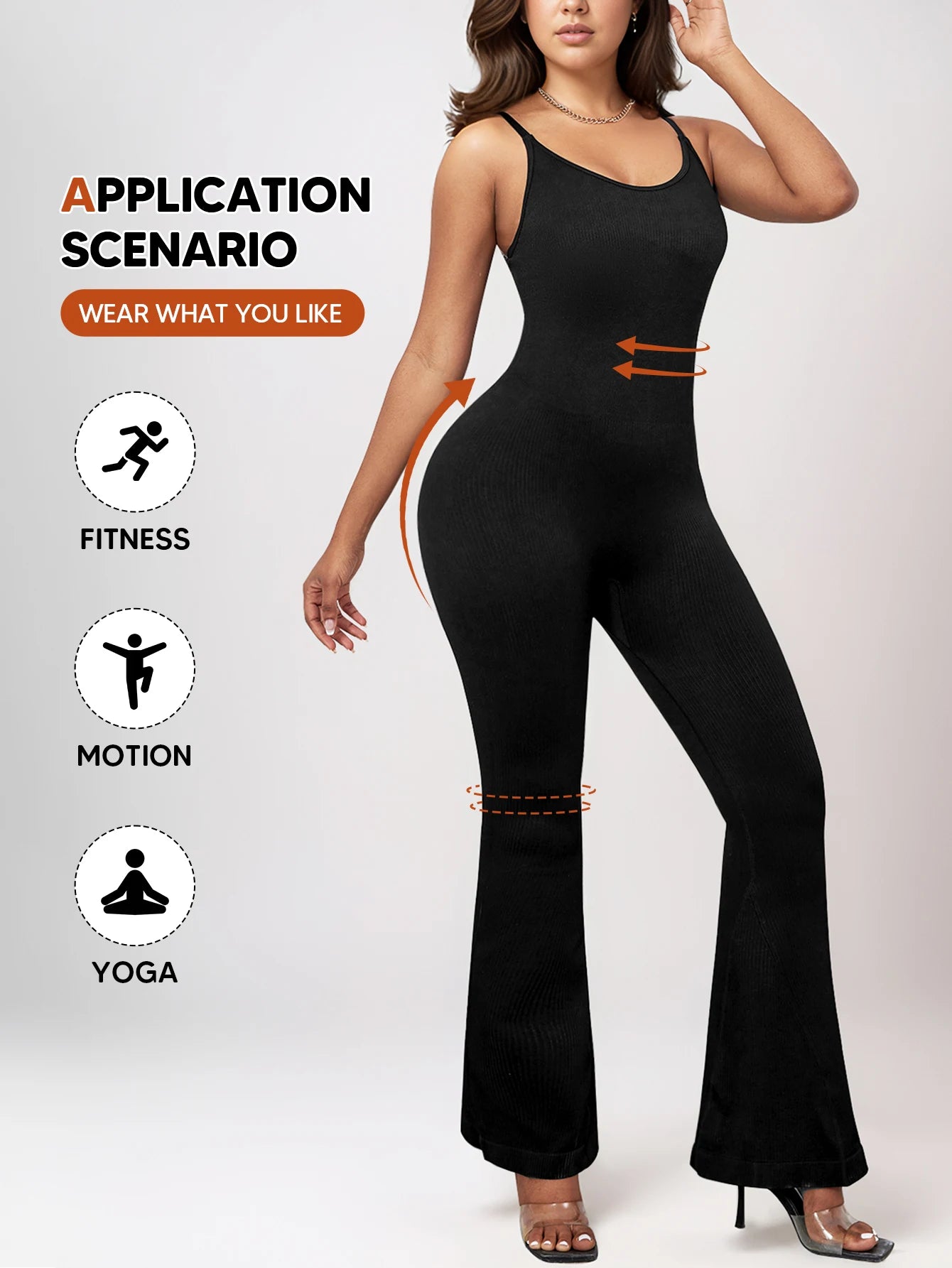 Women Workout Seamless Jumpsuit Yoga Ribbed Bodycon One Piece Spaghetti Strap Leggings Romper