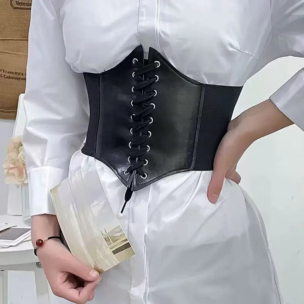 Women's Corset Body Shapewear Sexy Wide Leather Belt Cummerbunds Strap Belts for Women High Waist Slimming Corsets and Bustiers