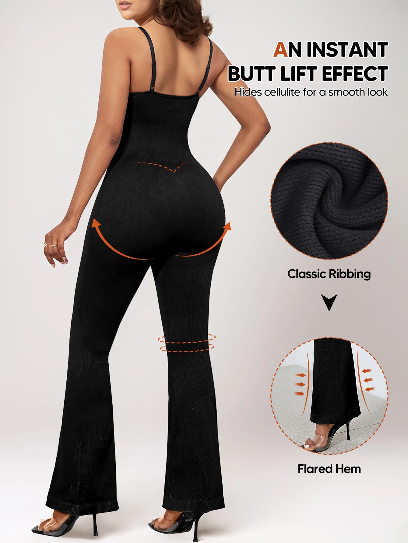 Women Workout Seamless Jumpsuit Yoga Ribbed Bodycon One Piece Spaghetti Strap Leggings Romper