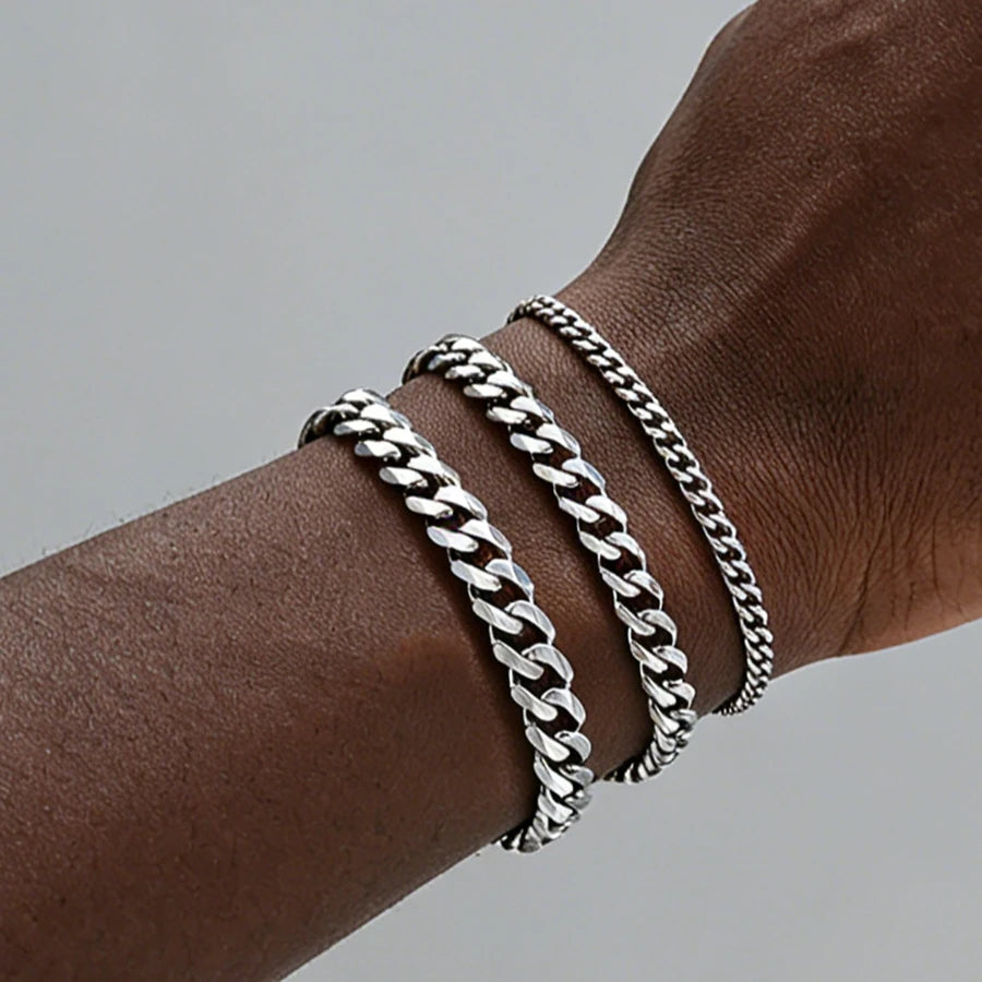 New Trendy Cuban Chain Bracelet Classic Stainless Steel 3/5/7/9mm Width