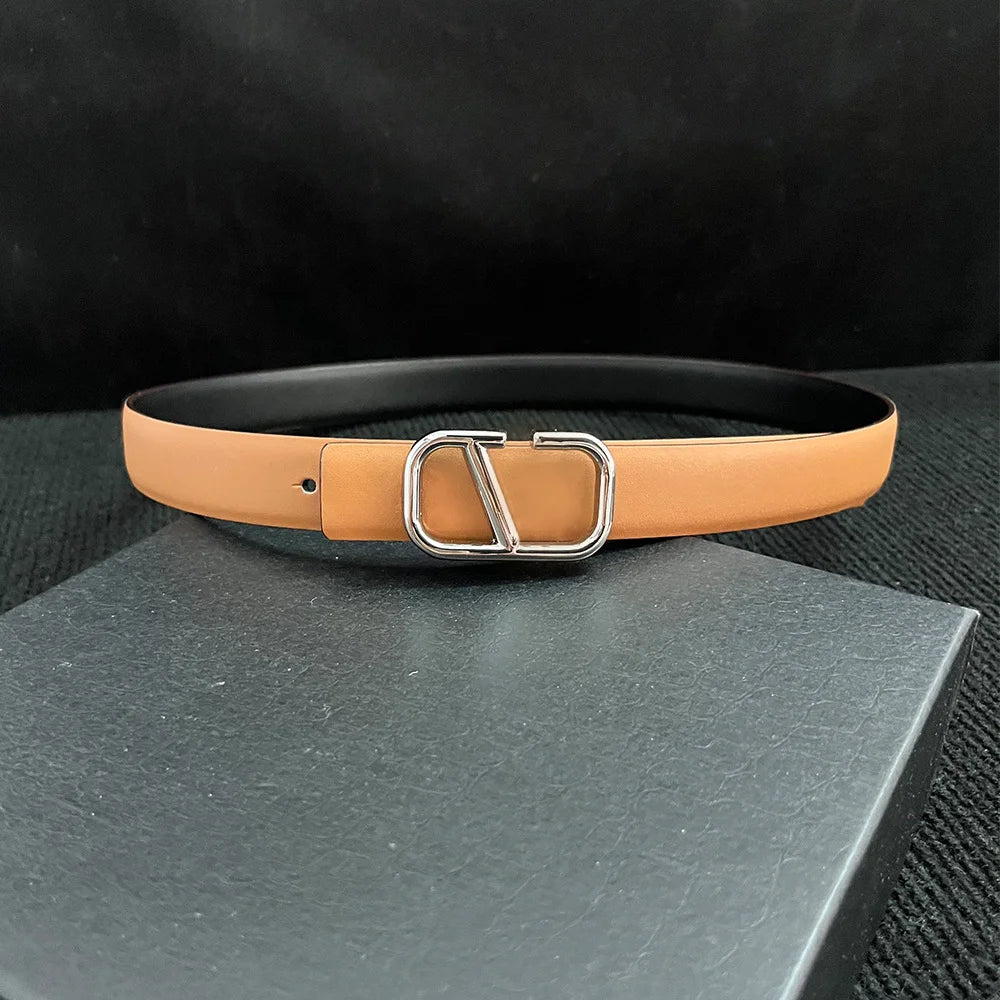 Women's ‌real Leather Belt, High-end Italian Brand Women's Belt, Personalized Business Belt, Versatile Fashion Accessory for Jeans. Suitable for Pairing with Dresses, Trendy Luxury Brand Girl Style Belt, Can Be Used on Both
