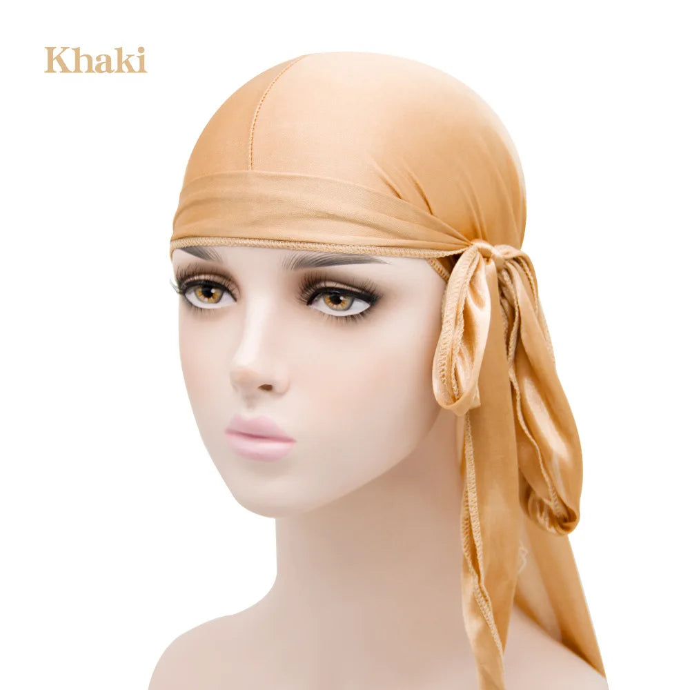 Solid Color Silk Satin Durag Headwear