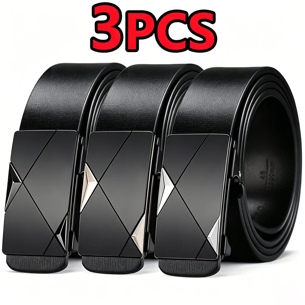 Stylish Men's PU Leather Belt Fashion Belts for Daily Leisure Festival Work Business Pants Automatic Metal Buckle Luxury Belts