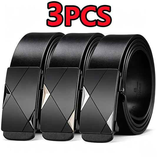 Stylish Men's PU Leather Belt Fashion Belts for Daily Leisure Festival Work Business Pants Automatic Metal Buckle Luxury Belts