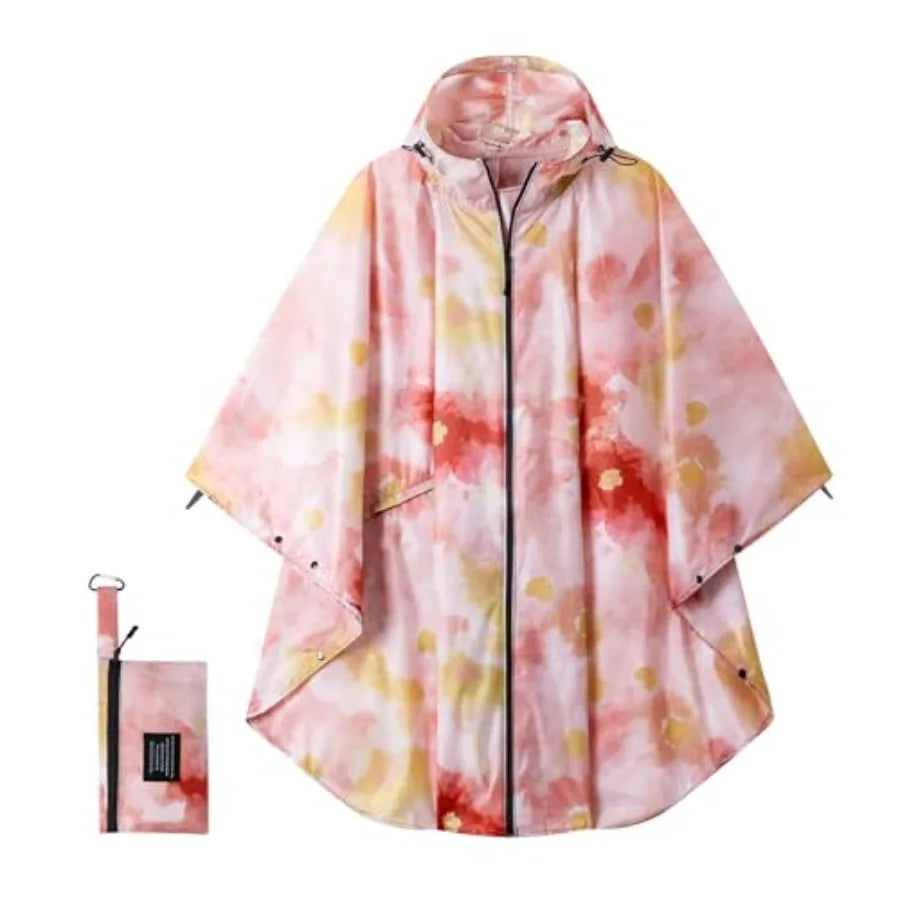 Hooded Rain Ponchos for Adult - Rain Coat and Rain Jacket with Waterproof Pocket and Zipper