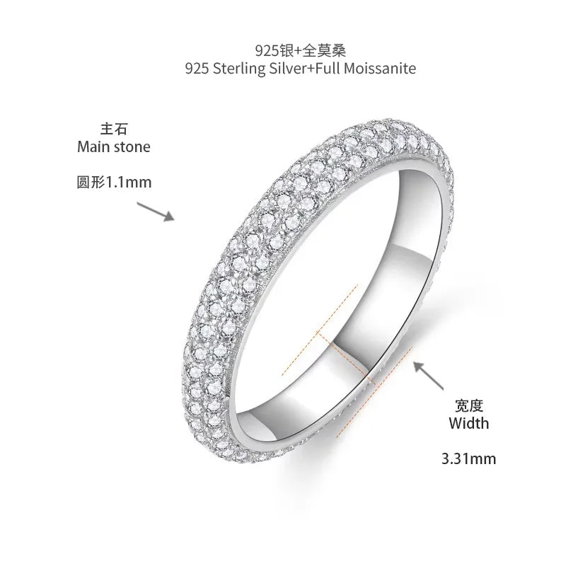 LinkerLove Moissanite Eternity Wedding Bands for Women Dating Couple Engagement Rings Sparkling 925 Sterling Silver Diamond Ring