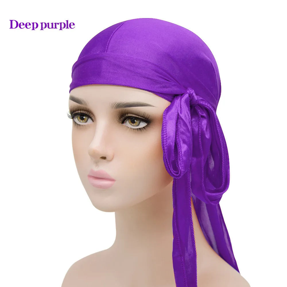 Solid Color Silk Satin Durag Headwear