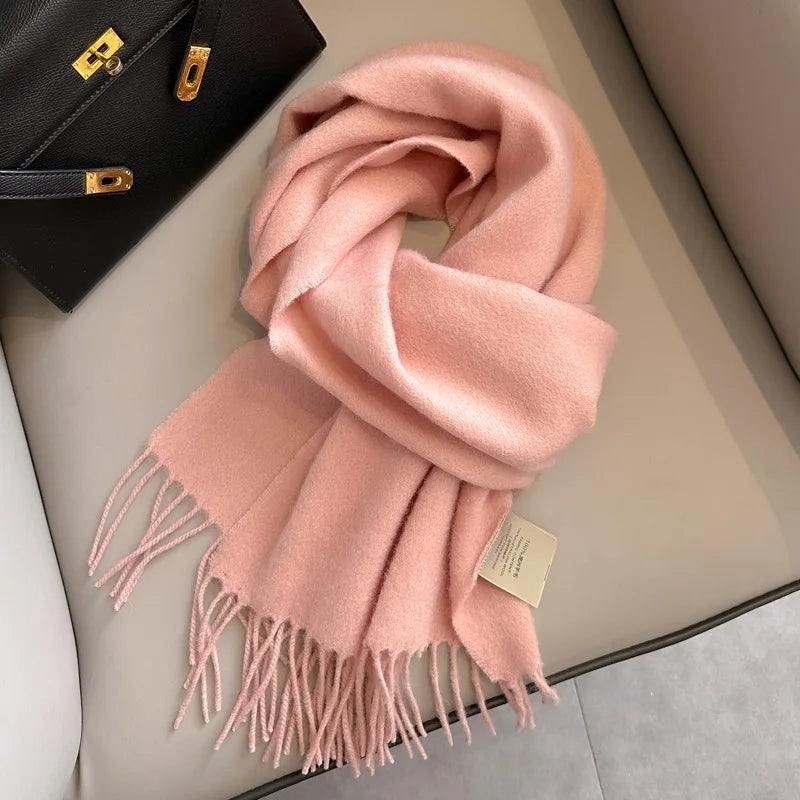 100% Wool Scarf Women Cashmere Shawl Solid Scarves
