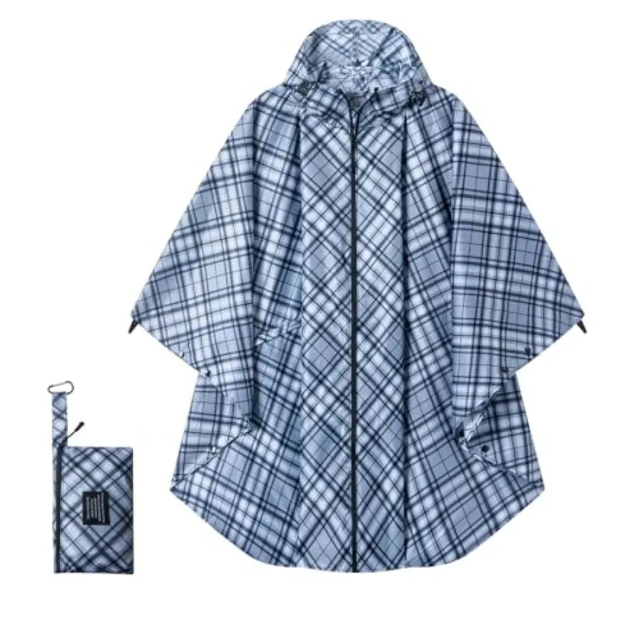 Hooded Rain Ponchos for Adult - Rain Coat and Rain Jacket with Waterproof Pocket and Zipper
