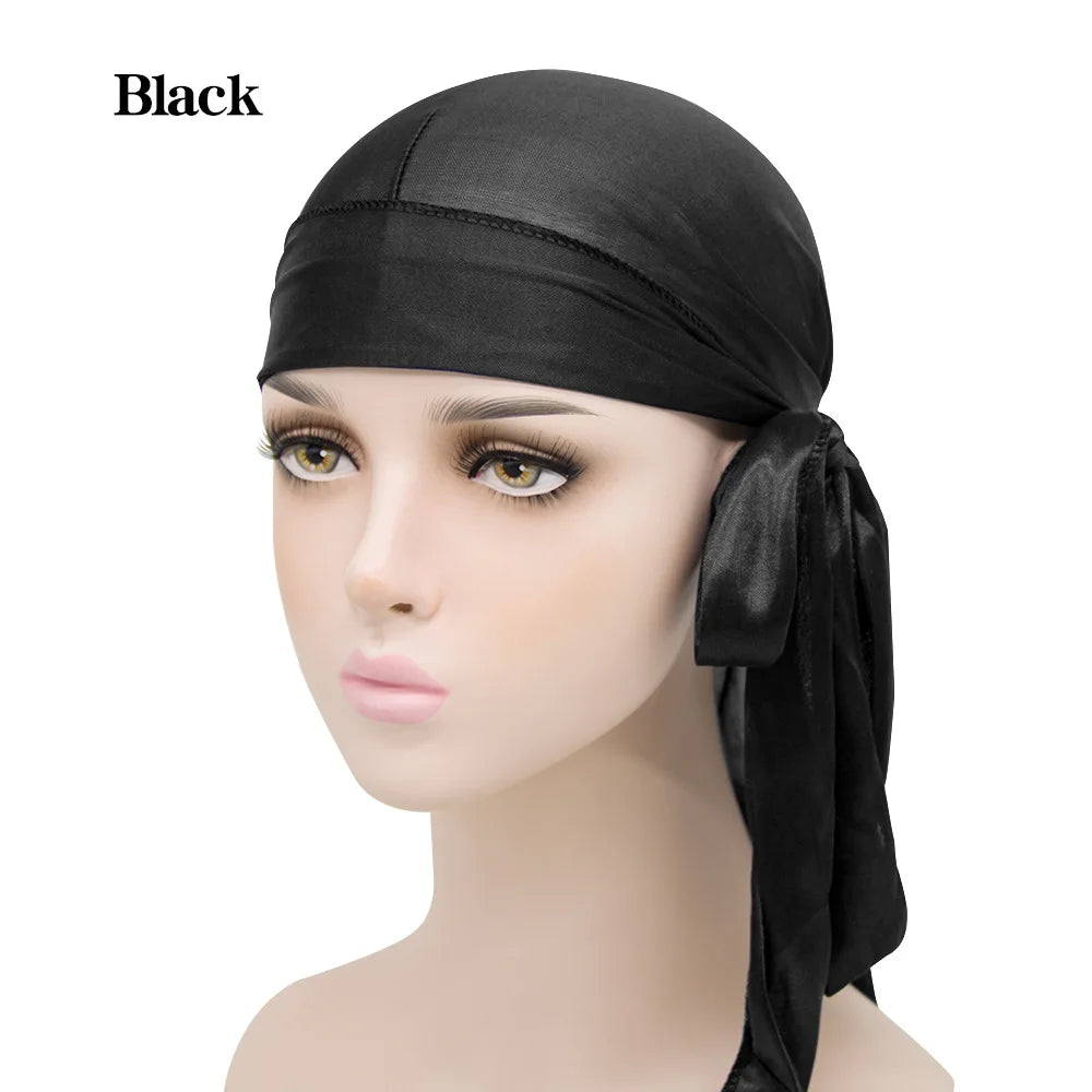 Solid Color Silk Satin Durag Headwear