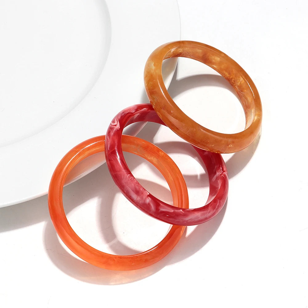 3pcs New Vintage Resin Acrylic Bangle Set