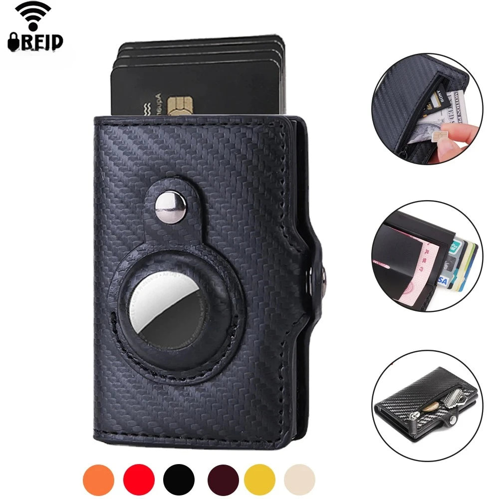 Carbon Fiber RFID Card Holder Airtag Wallet Tracker