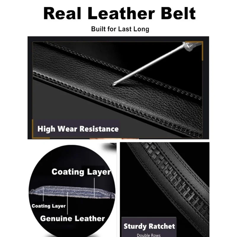 High Quality Genuine Leather Belt Men, Adjustable Buckle Belts