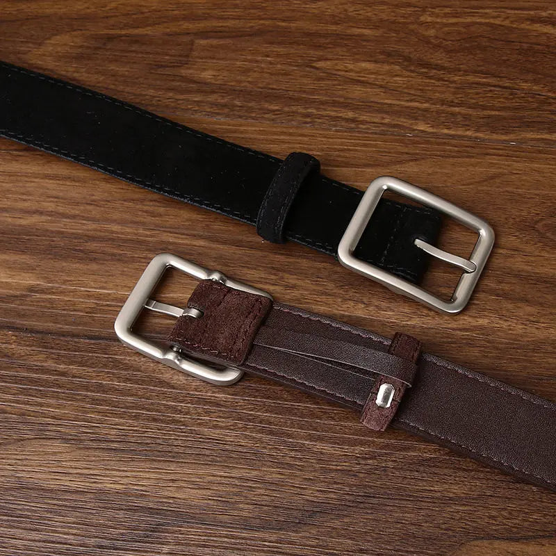 Fashion Women Suede Belt with Silver Square Buckle Leather Waist Accessory for Jeans Pants And Dress