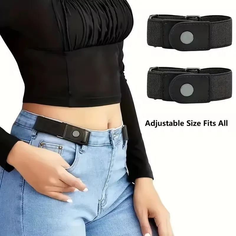 2pcs set No Buckle Elastic Belt, Adjustable Invisible Belts