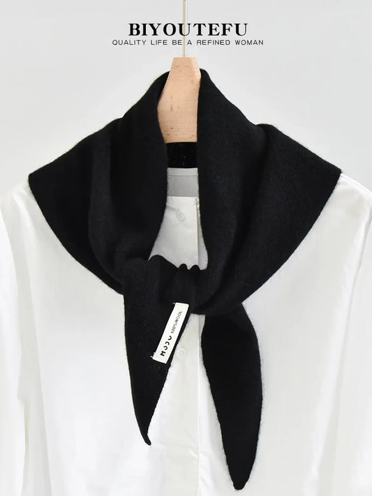 100% Australian Wool Knitted Triangle Scarf Shawl