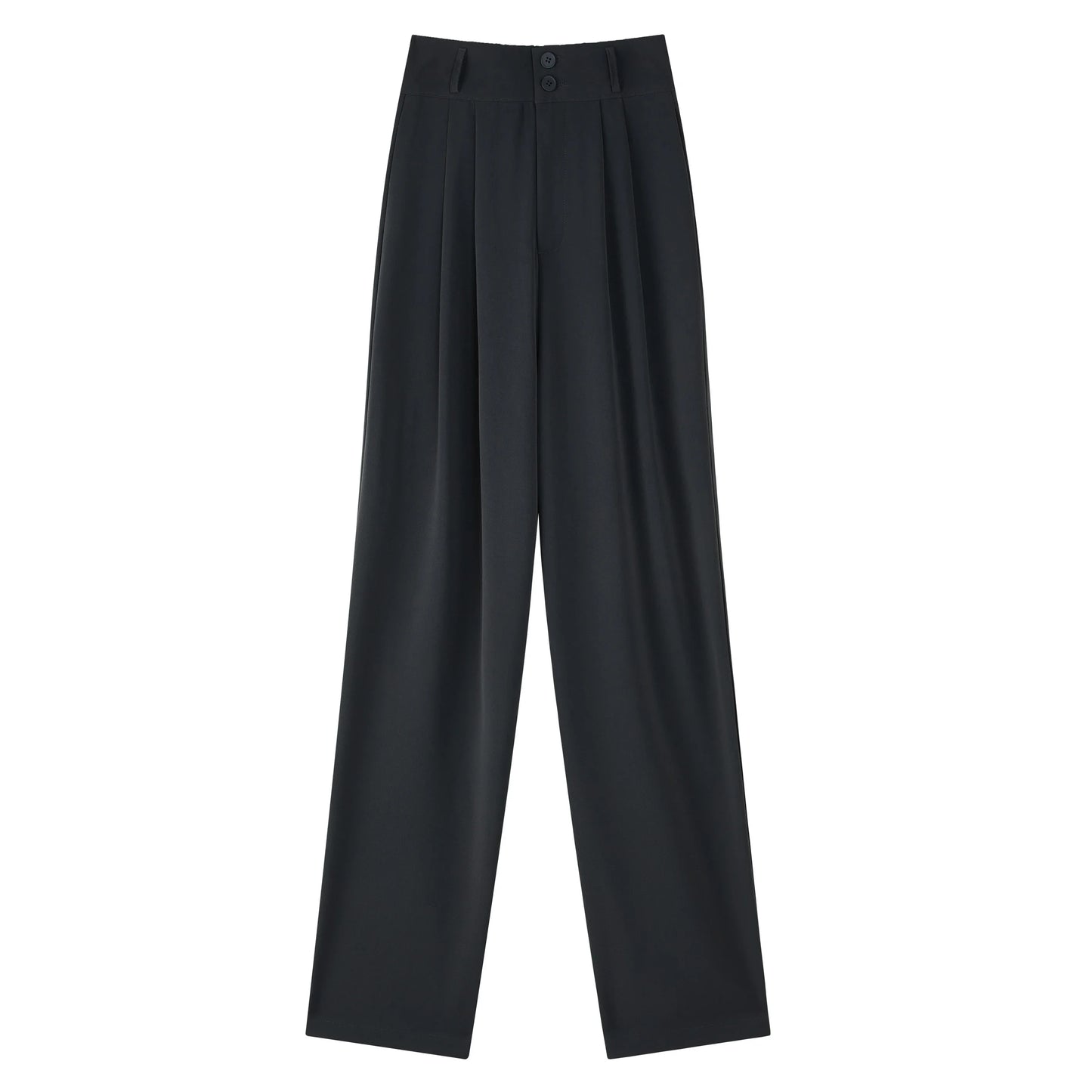 Spring Summer White High Waist Suit Wide Leg Women's Pants Female 2026 New Buttons Elegant Minimalism Straight Loose Trousers