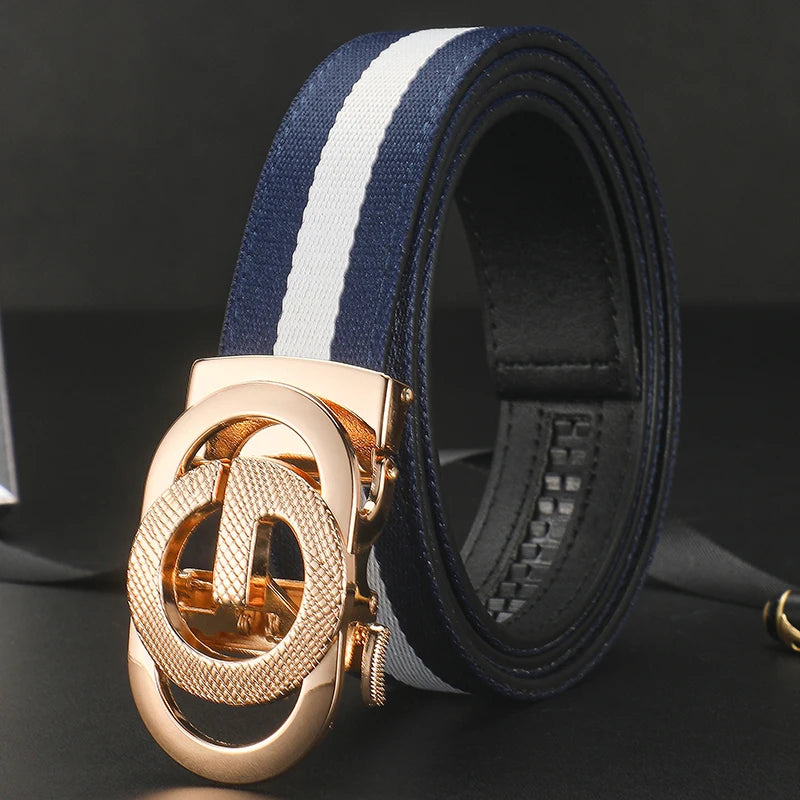 2026 wide 3.4cm Men's Belt Formal Leather Canvas Belt men,High Quality Metal Buckle Male Belt for men jeans work belt