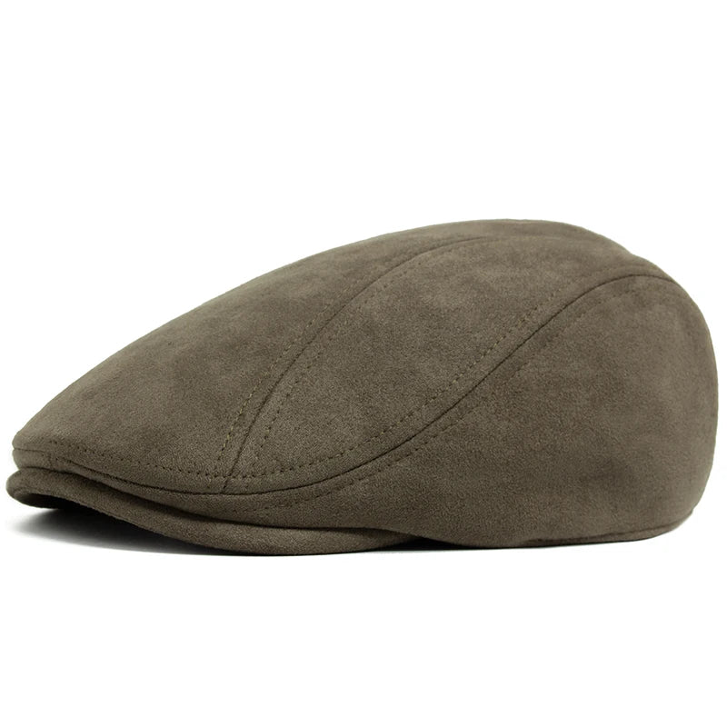 Suede Autumn Winter Beret Fashion Vintage Men Women Newsboy Hat