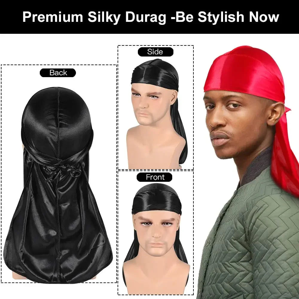 Solid Color Silk Satin Durag Headwear